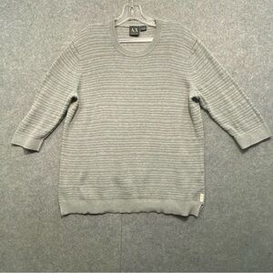 Armani Exchange AX Men’s Size M Grey Ribbed Crewneck Sweater Textured Pullover